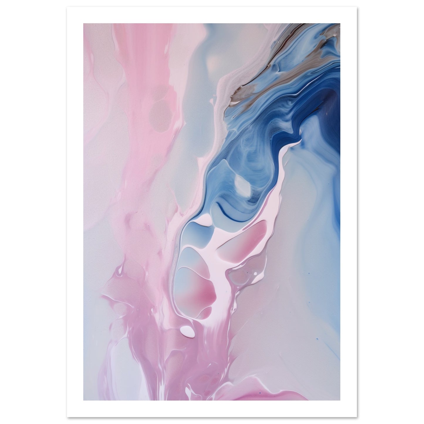 Whispering Pink and Blue Fluid Painting Wall Art Print