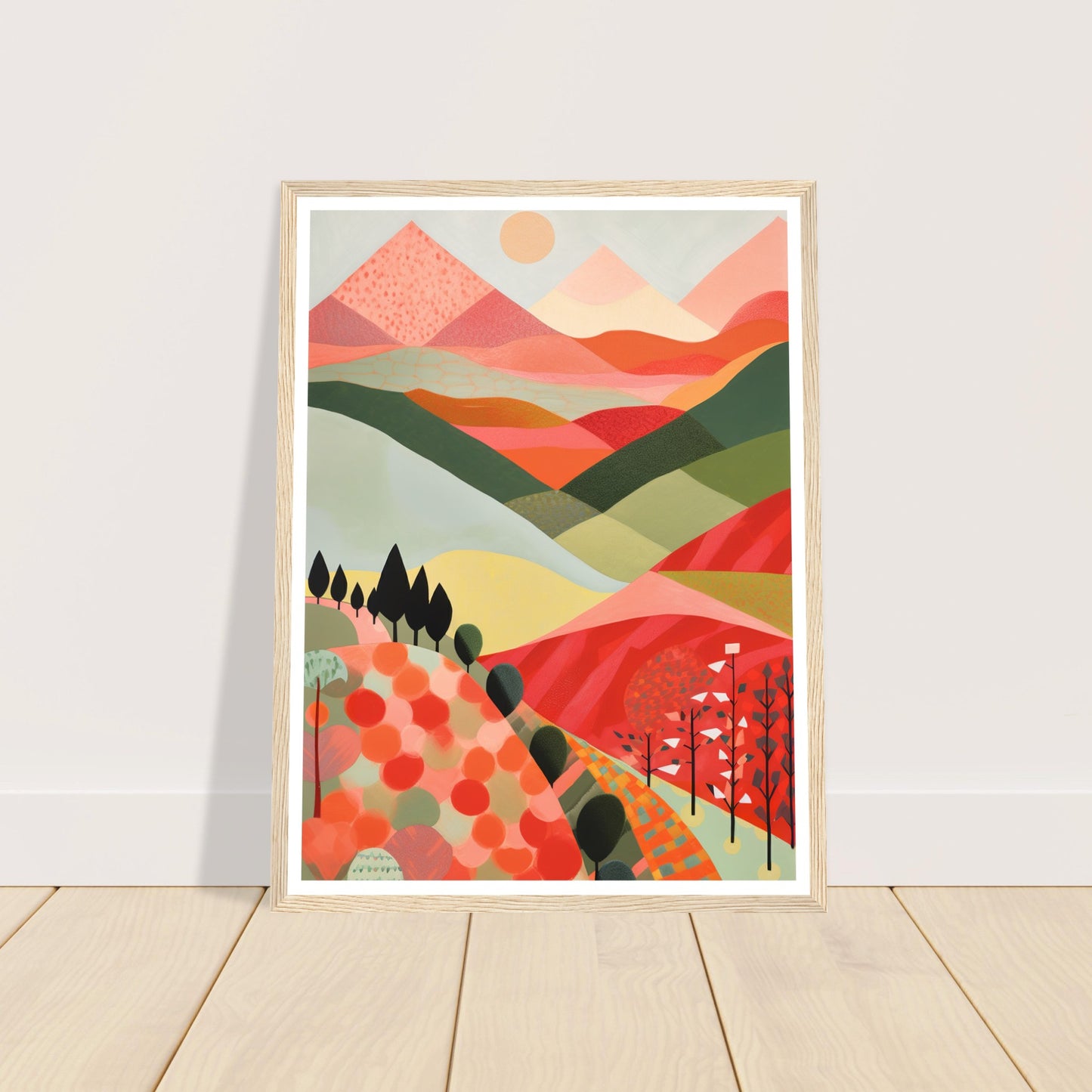 Crimson Peaks Abstract Landscape Patterns Wall Art Print