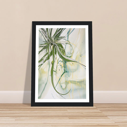 Swirling Green and Gold Spider Plant Wall Art Print