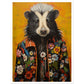 Groovy Hippy Skunk in Flower Power Jacket Wall Art Print