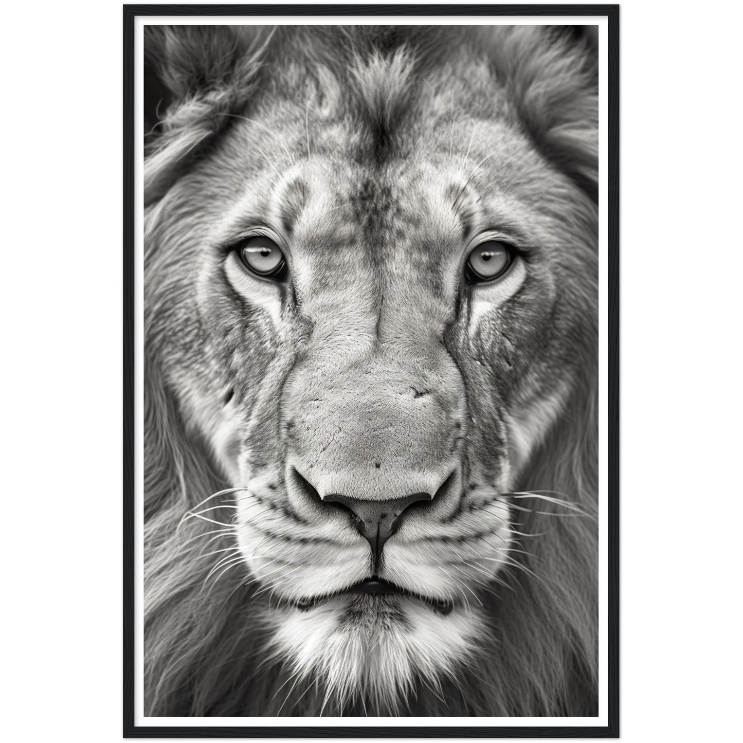 Lion Roar in Monochrome Photograph Wall Art Print