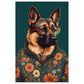 Floral Fashionista German Shepherd Dog Wall Art Print