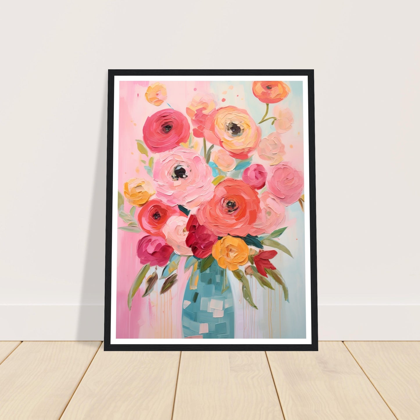 Vibrant Blooming Pink Flowers Wall Art Print