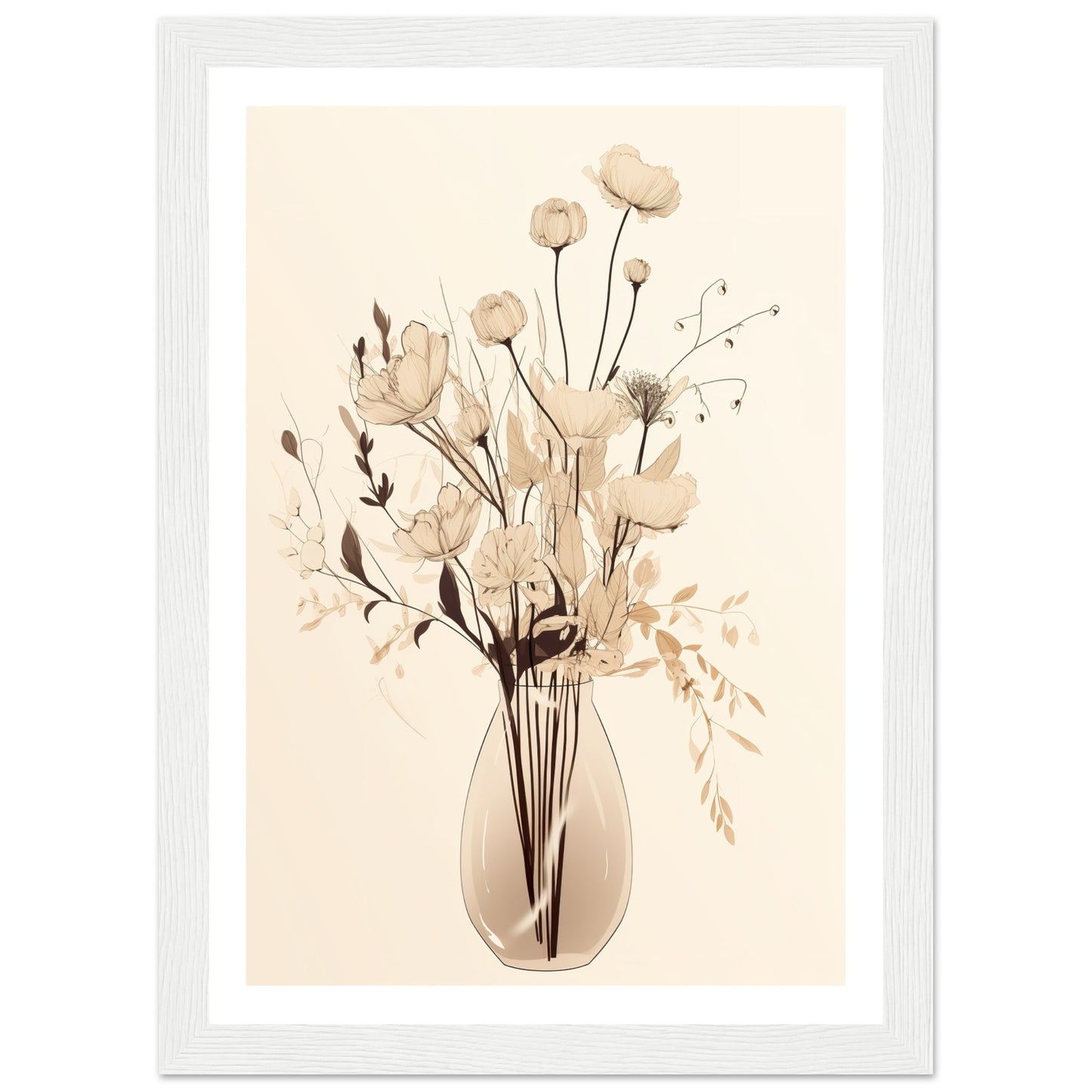 Minimalist Flower Bouquet in Earth Tones Wall Art Print