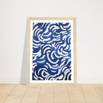 Load image into Gallery viewer, Blue Nautical Swirl Symphony Abstract Pattern Wall Art Print
