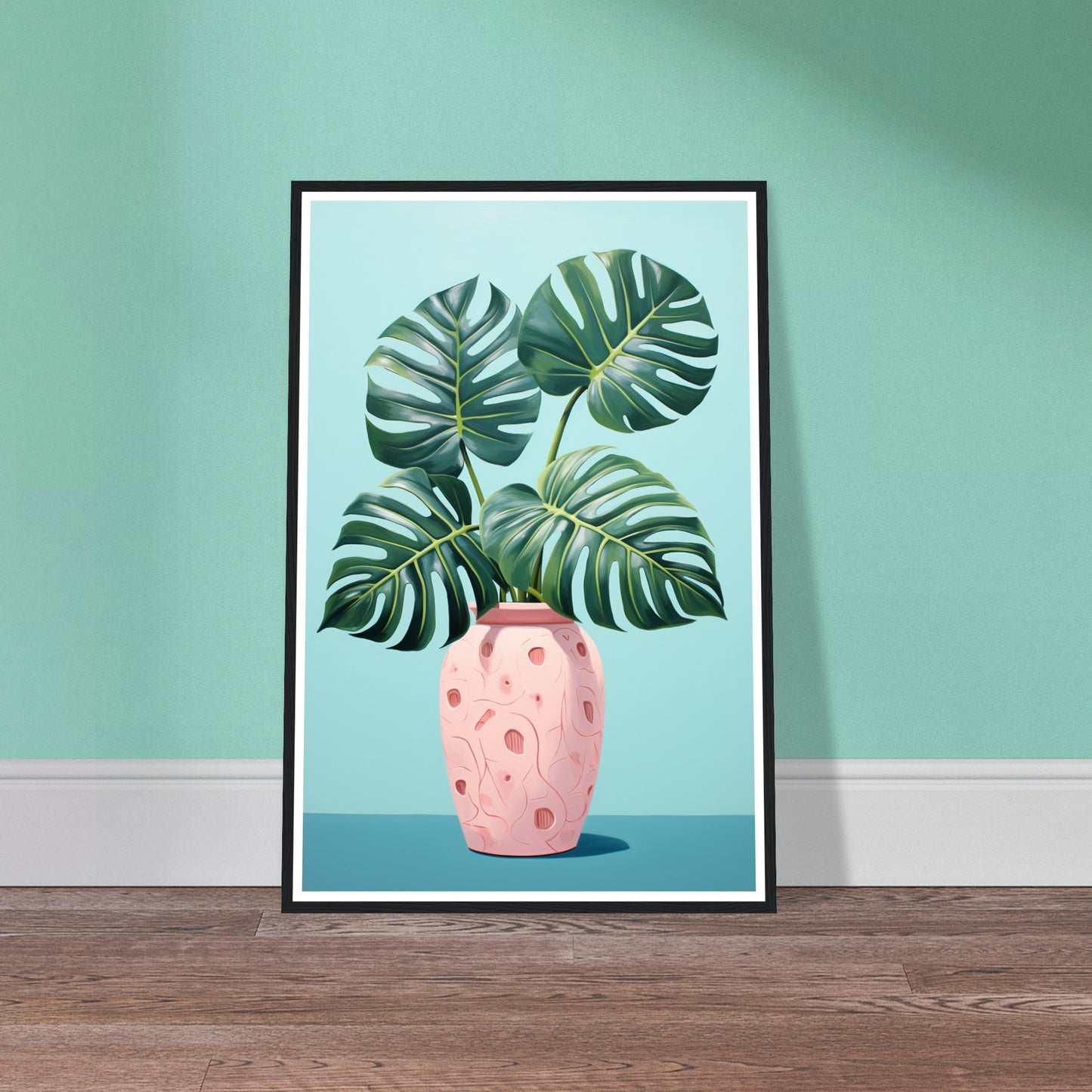 Symmetrical Monstera Plant Illustration Wall Art Print