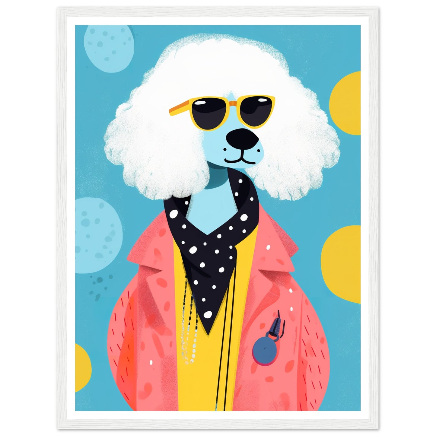 Cool Canine Poodle Illustration Wall Art Print