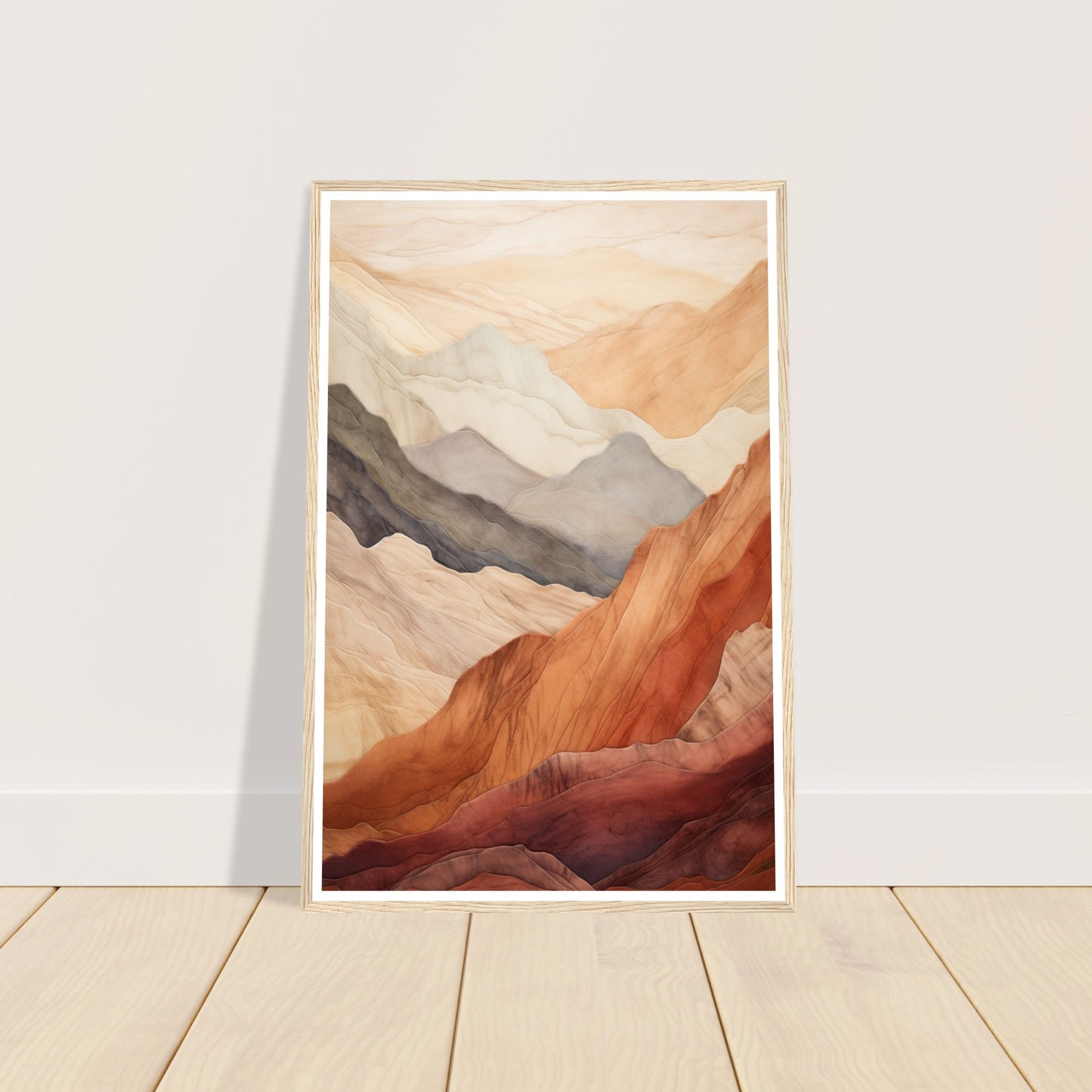 Tranquil Earthly Abstract Mountain Ranges Wall Art Print