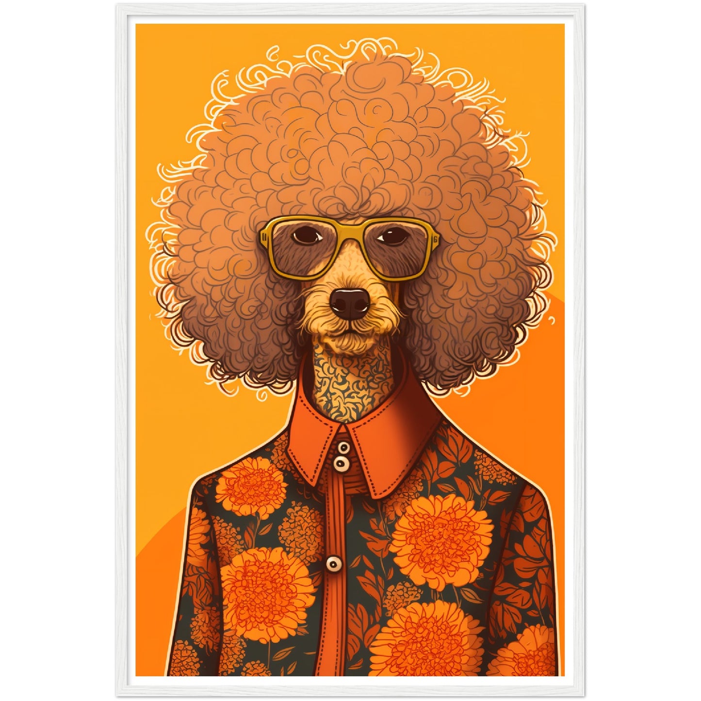 Poodle Chic Dog In Floral Shirt Wall Art Print