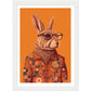 Floral Hipster Rabbit Wall Art Print