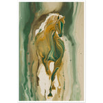 Load image into Gallery viewer, Golden Gallop - Fluid Green and Gold Horse Wall Art Print