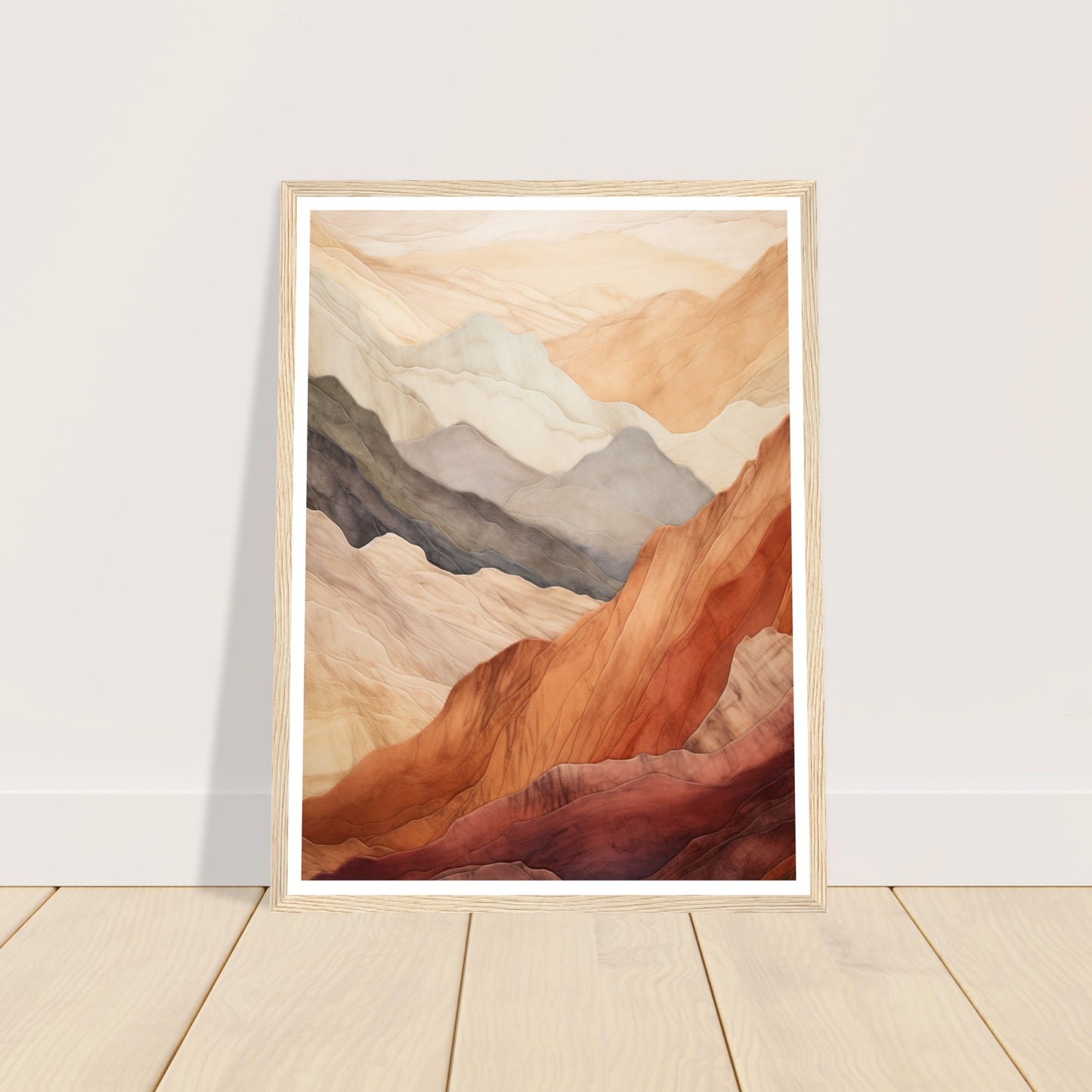 Tranquil Earthly Abstract Mountain Ranges Wall Art Print