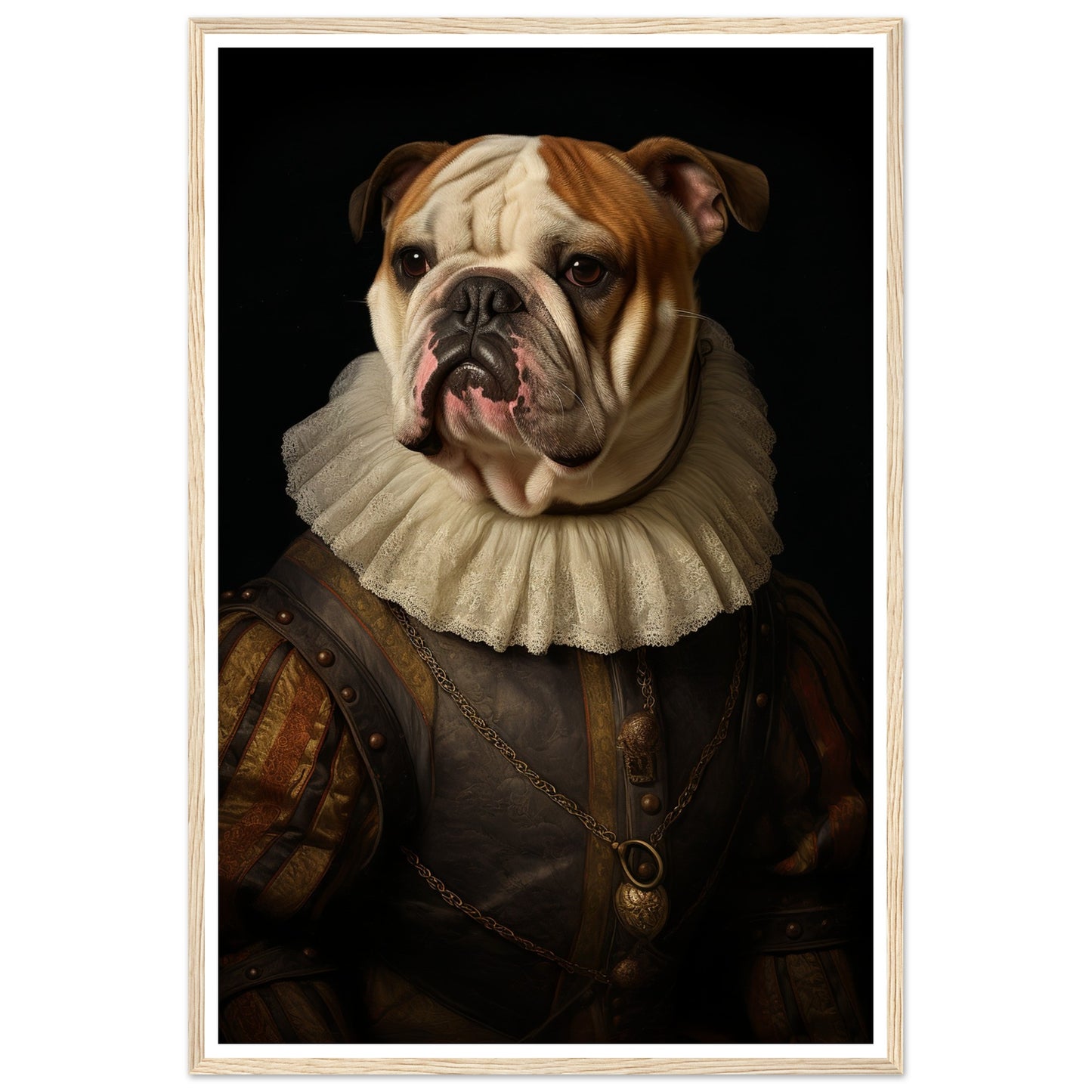 Vintage Tudor-Era Bulldog Portrait Wall Art Print