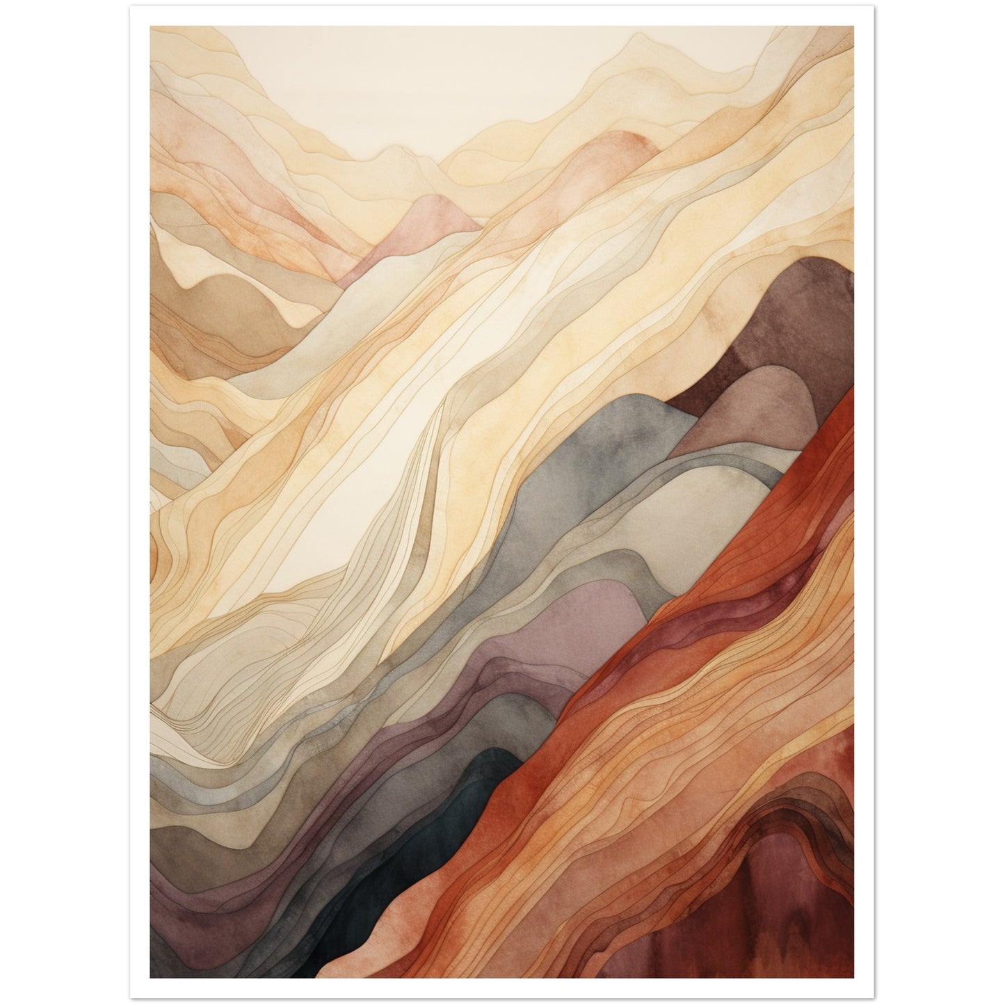 Earthly Abstract Mountain Range Wall Art Print