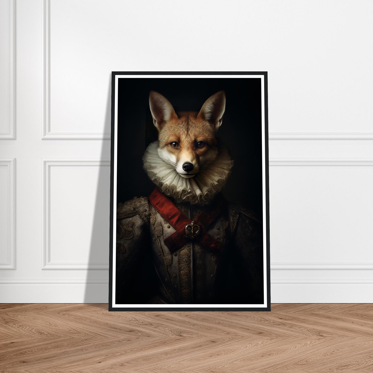 Vintage Tudor Neck Ruff Fox Portraiture Wall Art Print