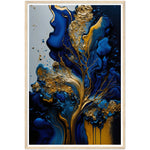 Load image into Gallery viewer, Golden Blue Waves Abstract Wall Art Print
