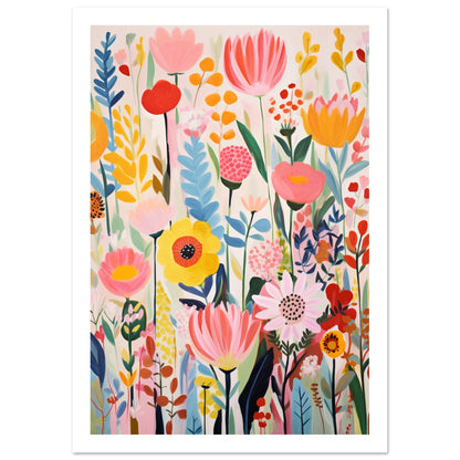 Playful Wild Flowers Bloom Wall Art Print