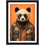 Load image into Gallery viewer, Panda Illustration Floral Fashionista Wall Art Print