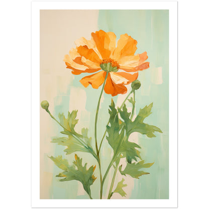 Marigold Flower in Soft Earthy Hues Wall Art Print