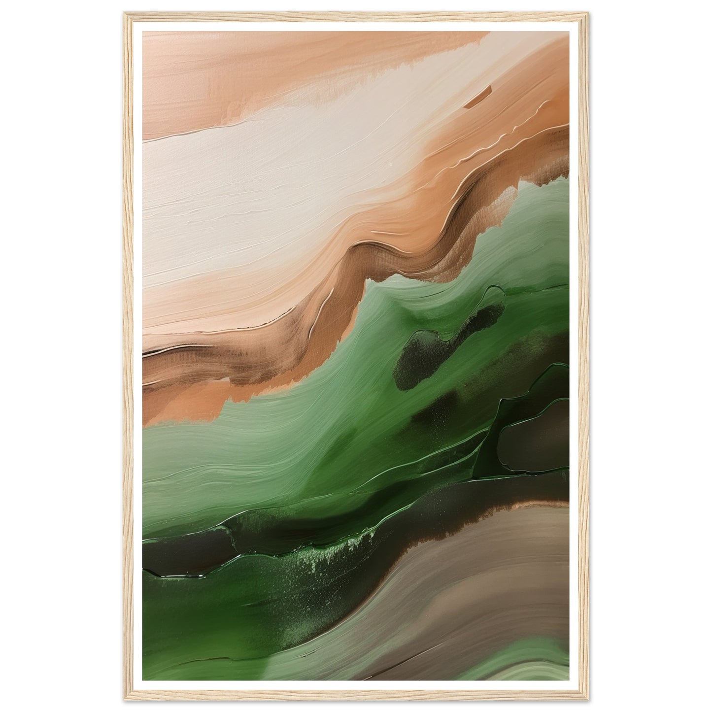 Abstract Strokes of Green and Brown Wall Art Print