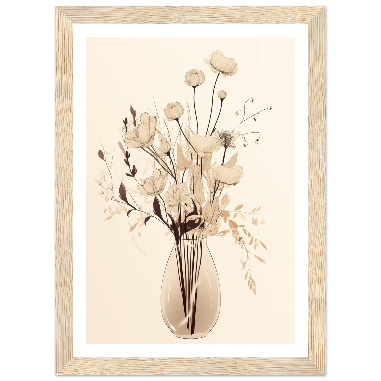 Minimalist Flower Bouquet in Earth Tones Wall Art Print