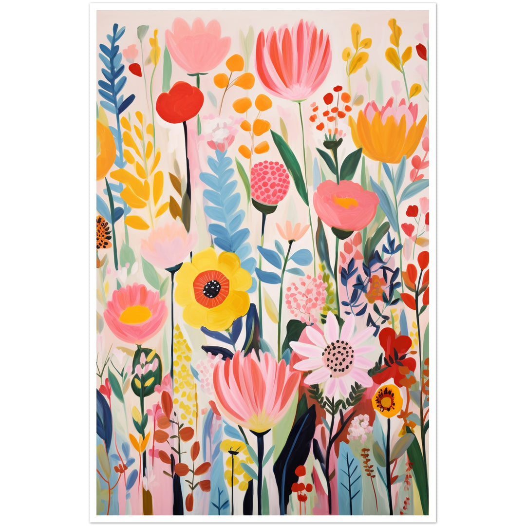 Playful Wild Flowers Bloom Wall Art Print