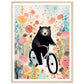 Folklore-Inspired Bear on Bike Floral Wall Art Print