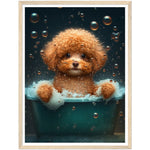 Load image into Gallery viewer, Pampered Poodle in Bath Tub Bathroom Wall Art Print