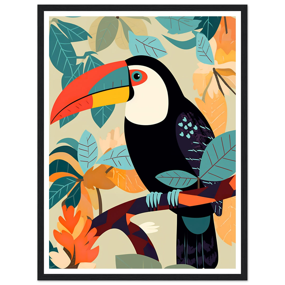 African Textile-Inspired Toucan Vibrant Bird Wall Art Print