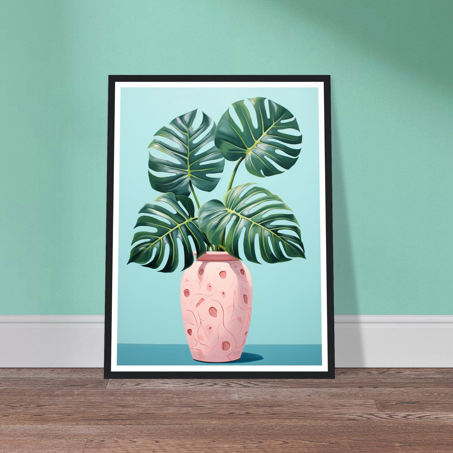 Symmetrical Monstera Plant Illustration Wall Art Print