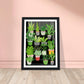 Whimsical Dark Staircase with Potted House Plants Wall Art Print