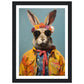 Whimsical Hippy Rabbit Flower Power Wall Art Print