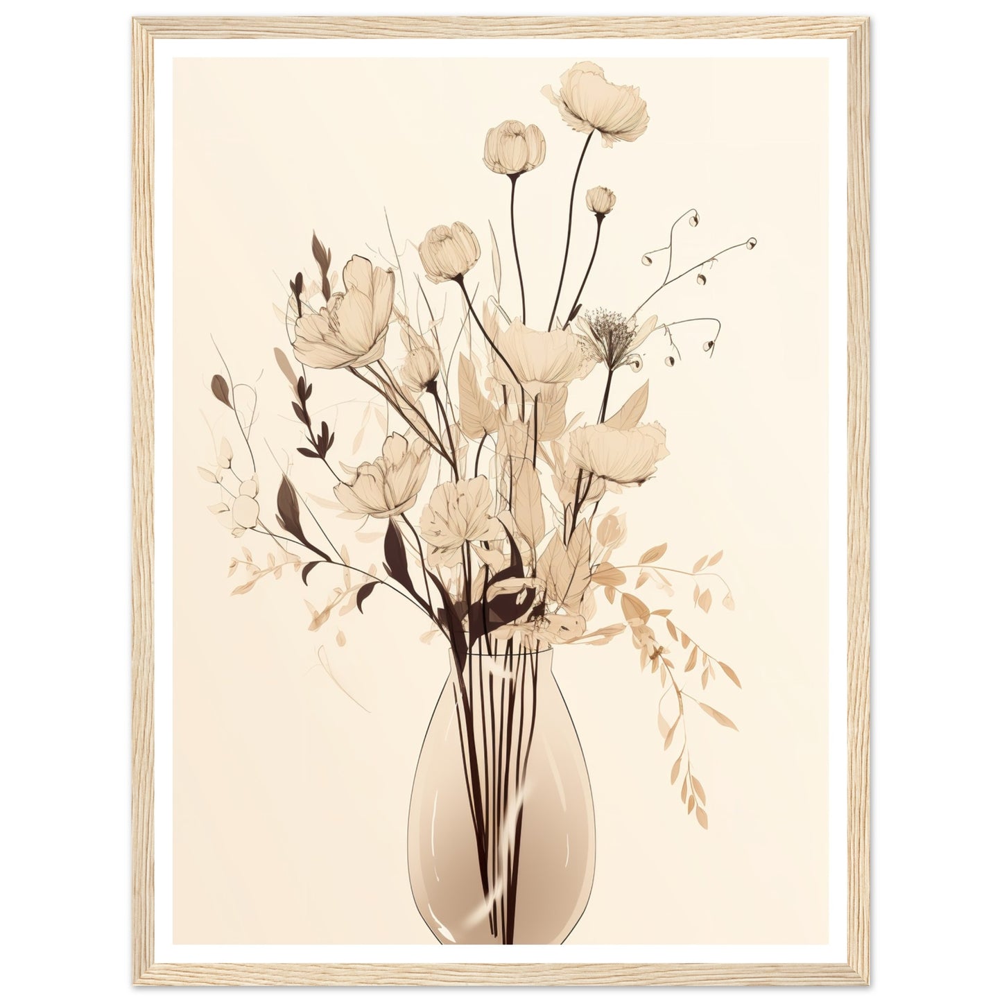 Minimalist Flower Bouquet in Earth Tones Wall Art Print