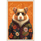 Floral Fashionista Hamster Illustration Wall Art Print