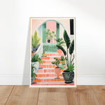 Load image into Gallery viewer, Mediterranean Stairs and Vibrant Potted Plants Wall Art Print