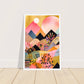 Lush Pink Zig Zag Mountain Peaks Wall Art Print