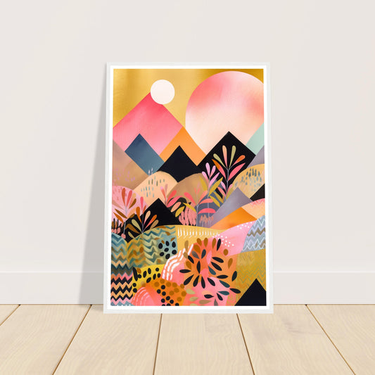 Lush Pink Zig Zag Mountain Peaks Wall Art Print