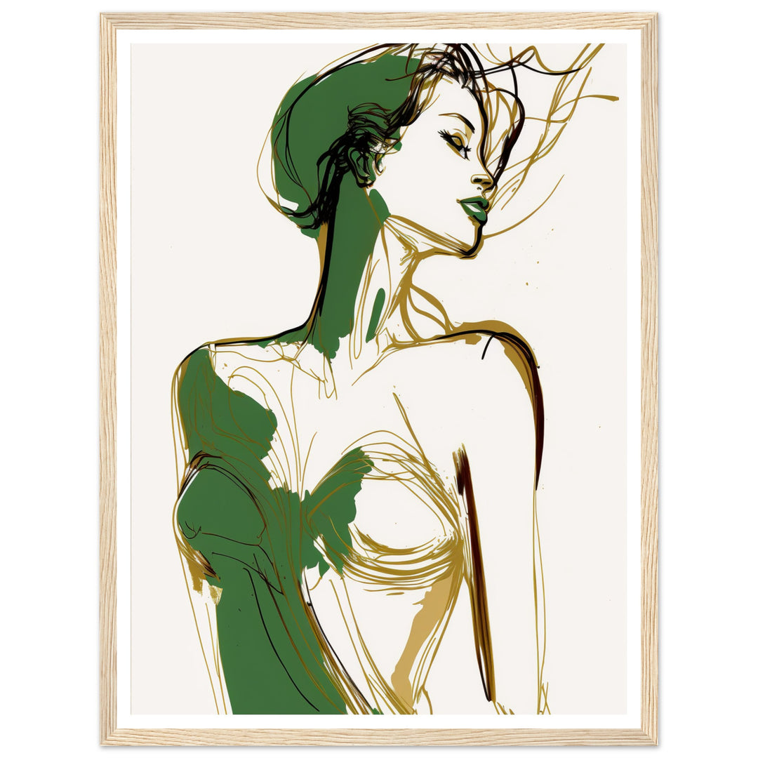 Sensual Woman in Green and Gold