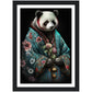 Panda in Kimono Illustration Wall Art Print