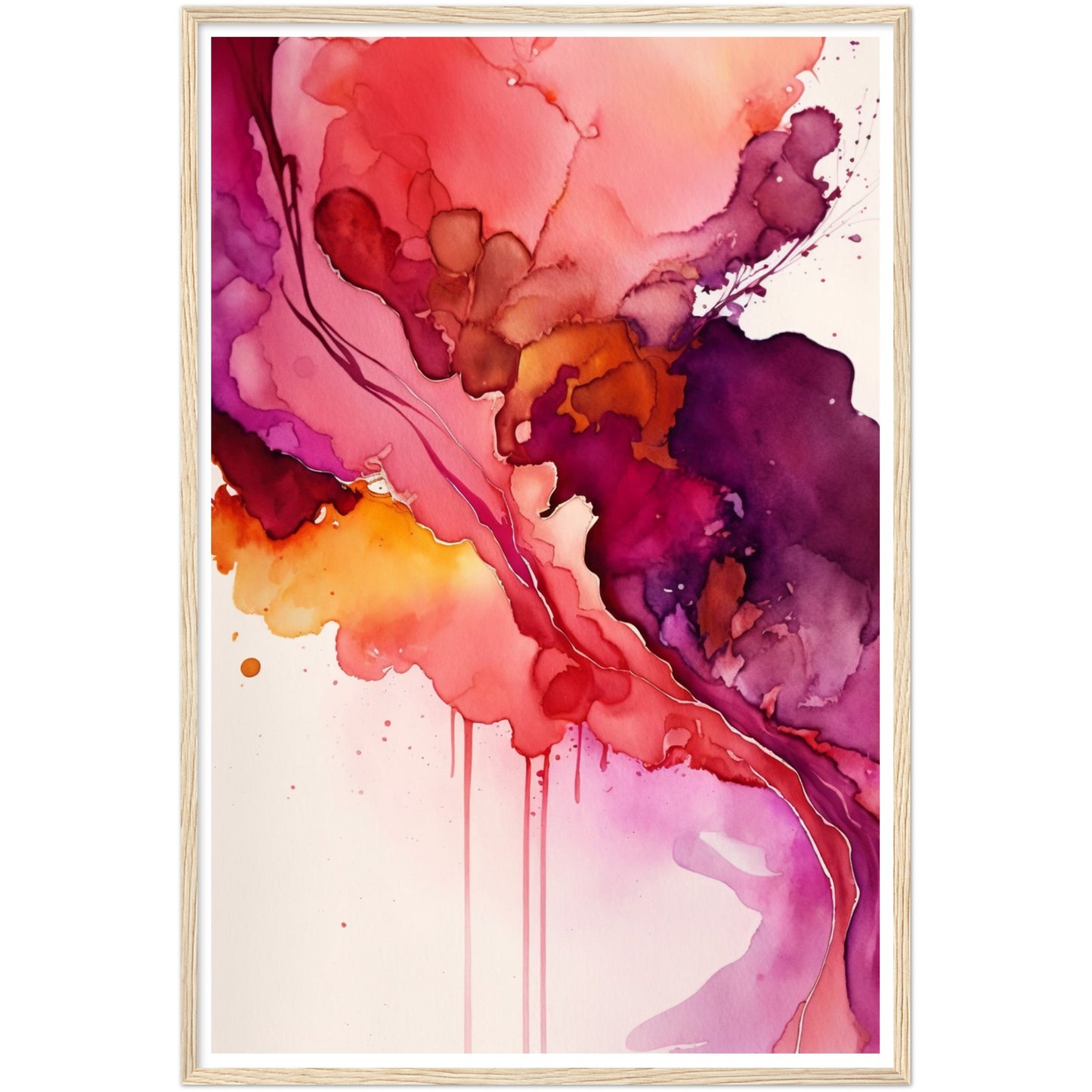 Nature's Analogous Symphony - Fuchsia Watercolour Wall Art Print