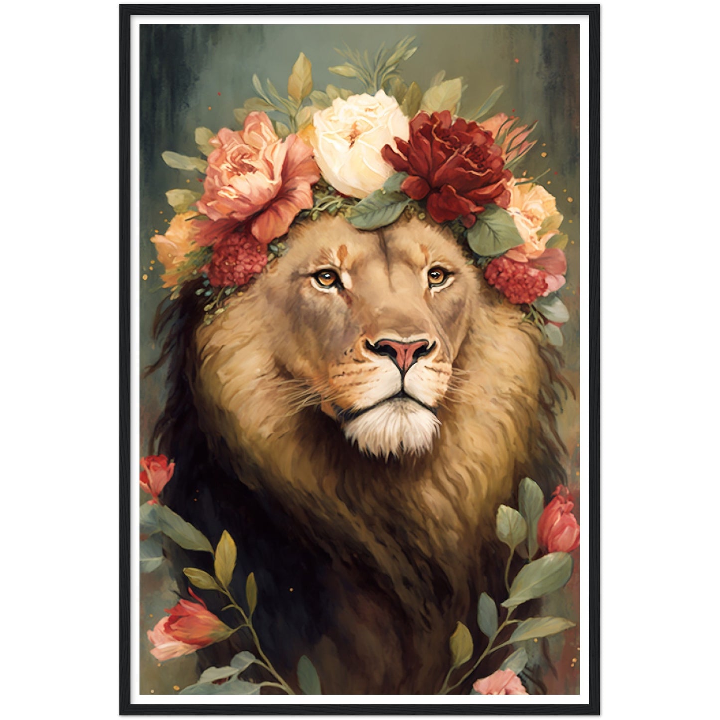 Regency Era Flower Crowned Majestic Lion