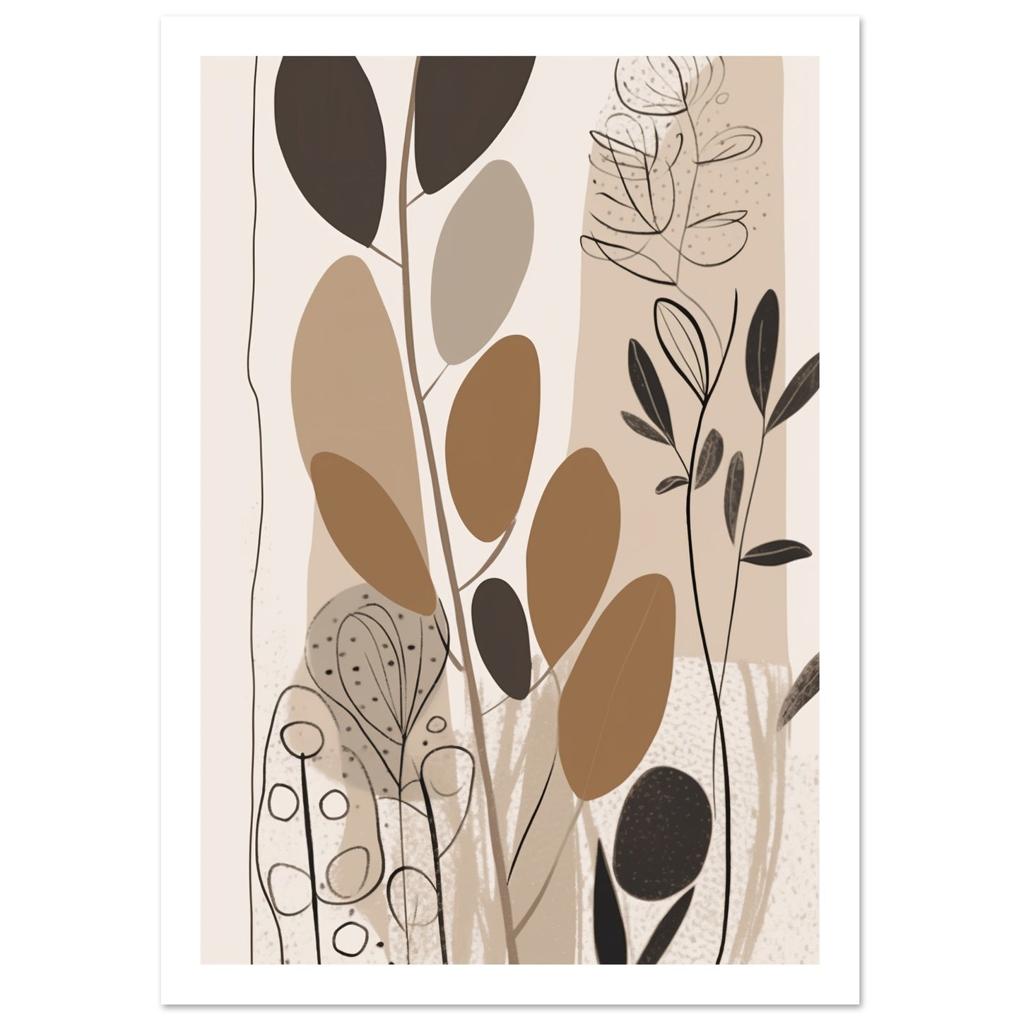 Earthly Botanical Abstract Plants Wall Art Print