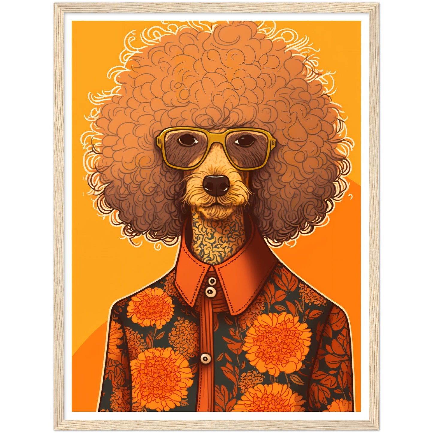 Poodle Chic Dog In Floral Shirt Wall Art Print