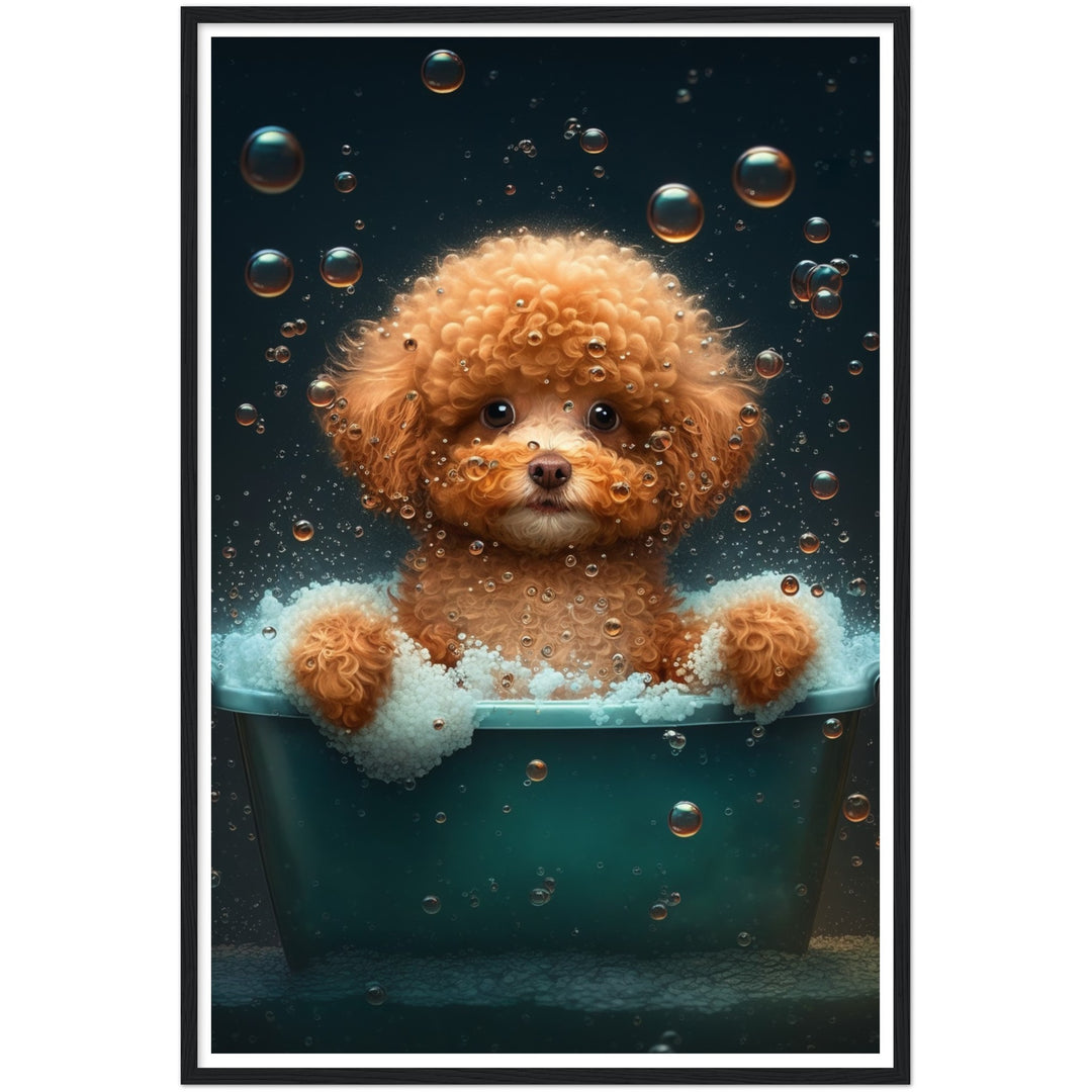 Pampered Poodle in Bath Tub Bathroom Wall Art Print