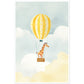 Giraffe Hot Air Balloon Sky Adventure Wall Art Print