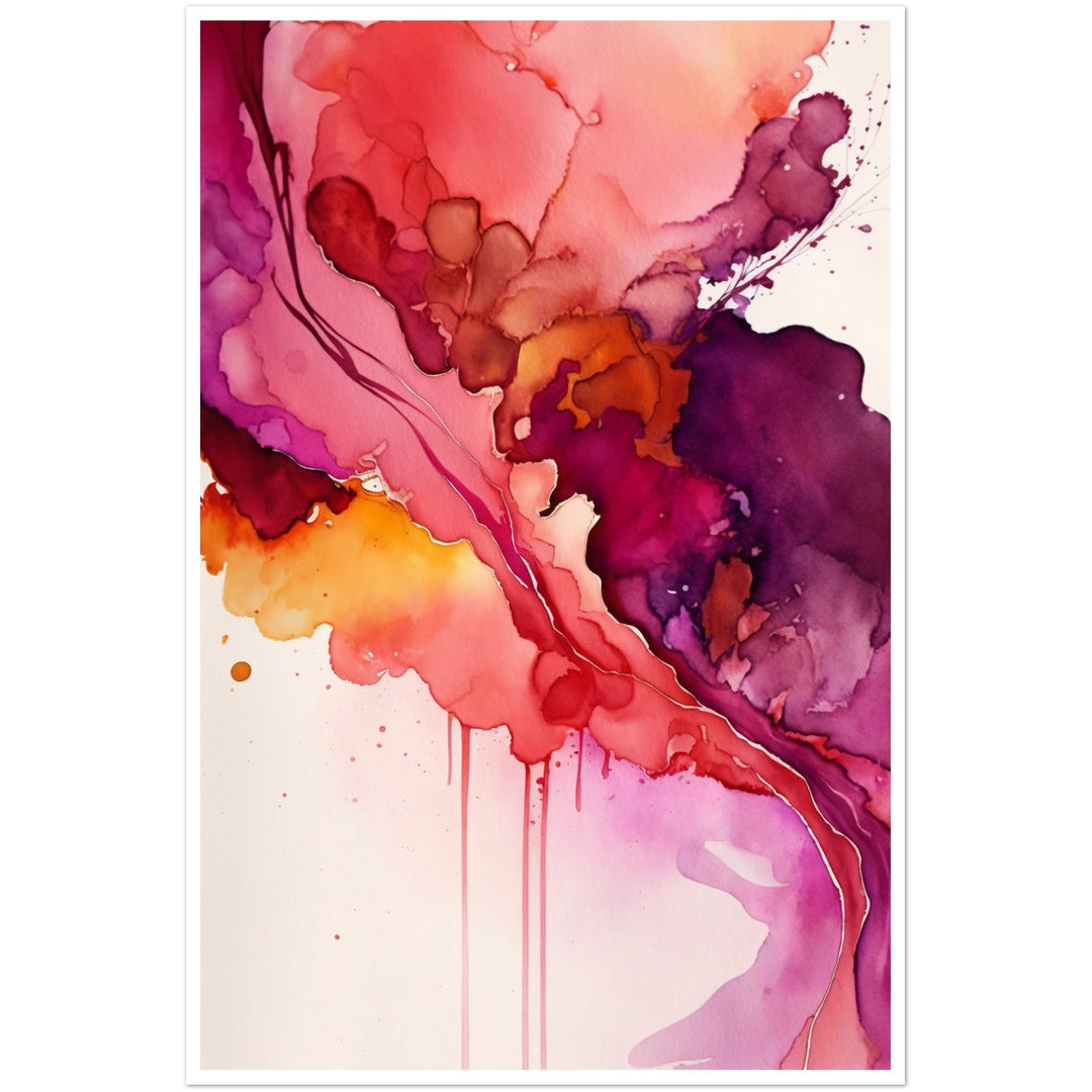 Nature's Analogous Symphony - Fuchsia Watercolour Wall Art Print