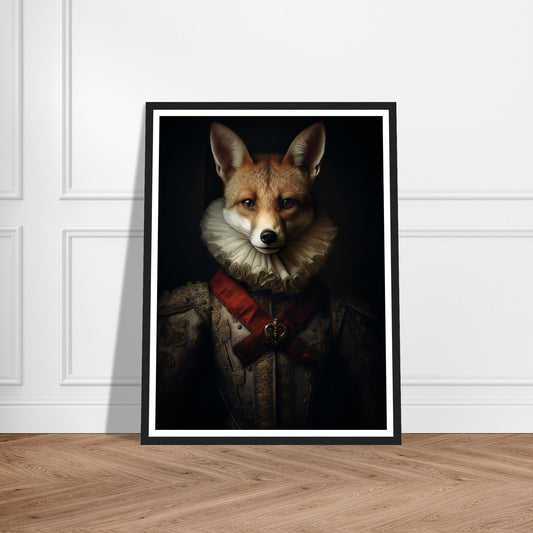 Vintage Tudor Neck Ruff Fox Portraiture Wall Art Print