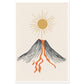 Stylised volcano with orange lava art print, unframed, 60x90 cm