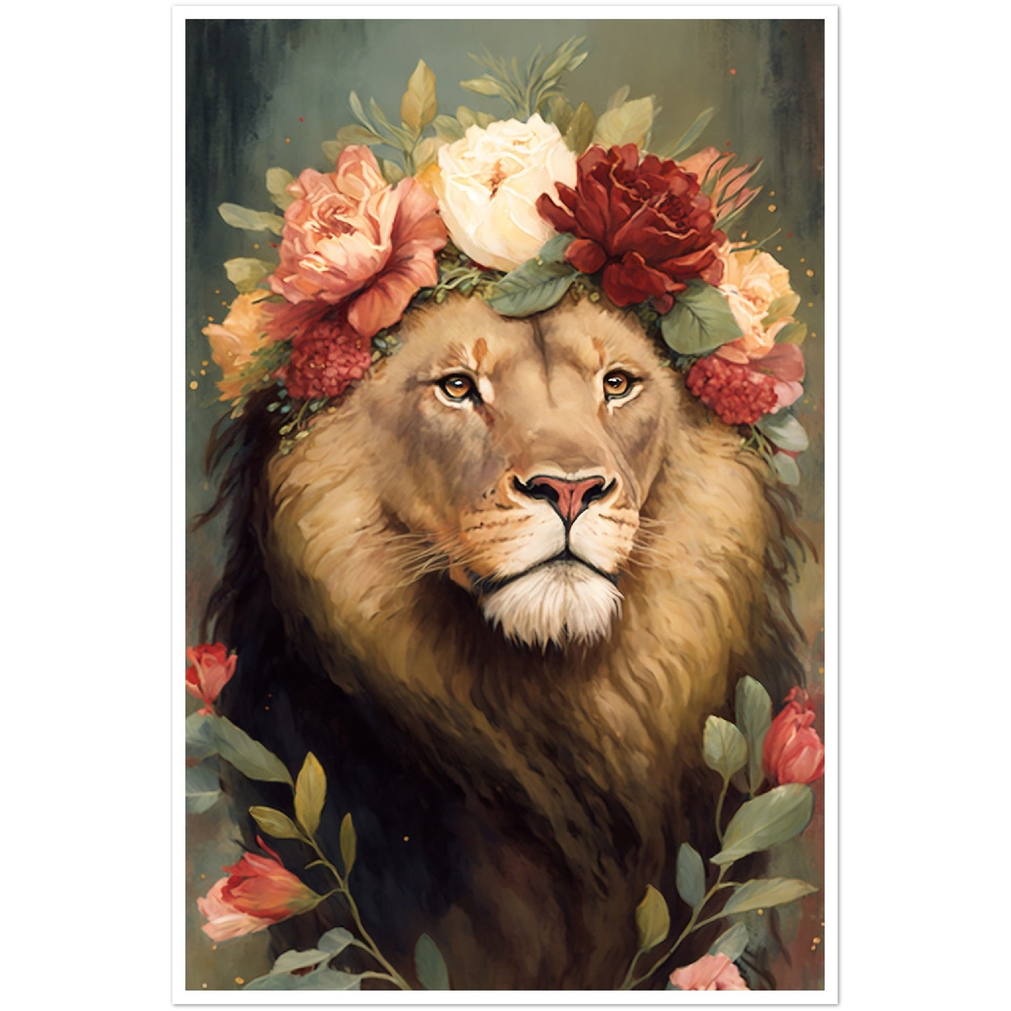 Regency Era Flower Crowned Majestic Lion