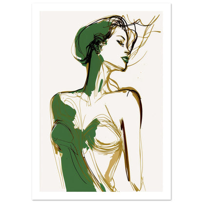 Sensual Woman in Green and Gold